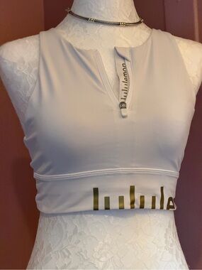 lululemon athletica White Zip-Front Supportive Crop Top